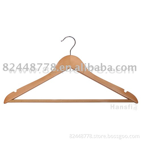 Plat Wooden clothes hanger with antiskid